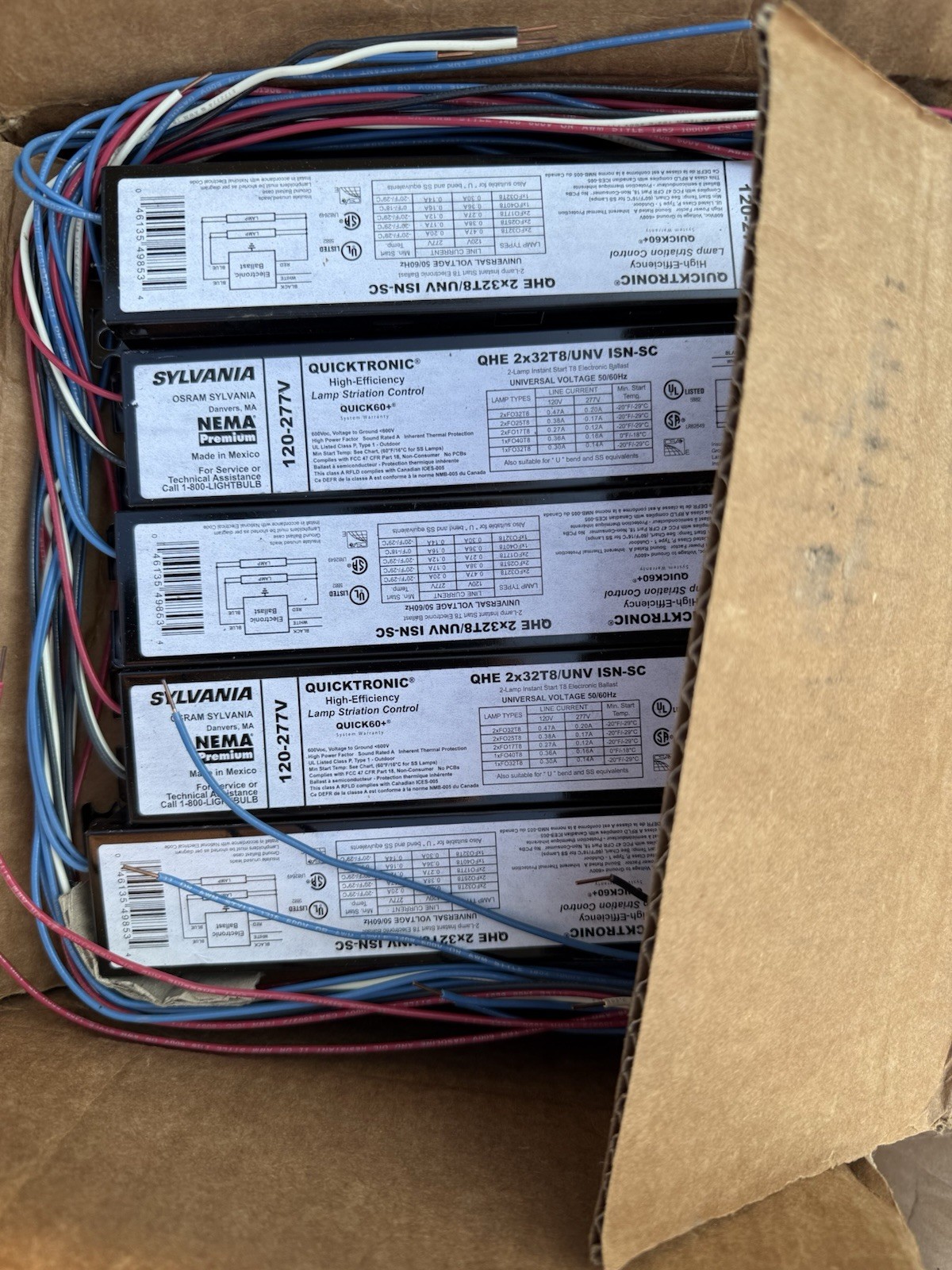 Sylvania Quicktronic QHE 2x32T8/UNV ISN-SC Fluorescent Ballasts 120-277V 10 Pcs Sylvania Quicktronic QHE 2x32T8/UNV ISN-SC Fluorescent Ballasts 120-277V 10 Pcs