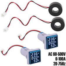 2PCS Digital Voltmeter Ammeter Frequncy Meter LED AC 60-500V 0-100A 20-75Hz 22mm picture