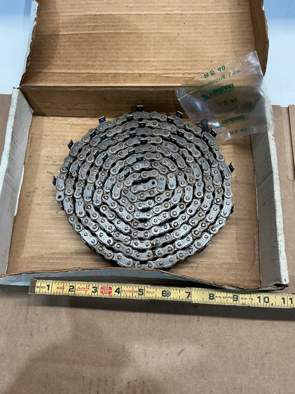 US TSUBAKI 40 Riveted 4L/K-1  Roller Chain 10’ w/ Master Link RS40
