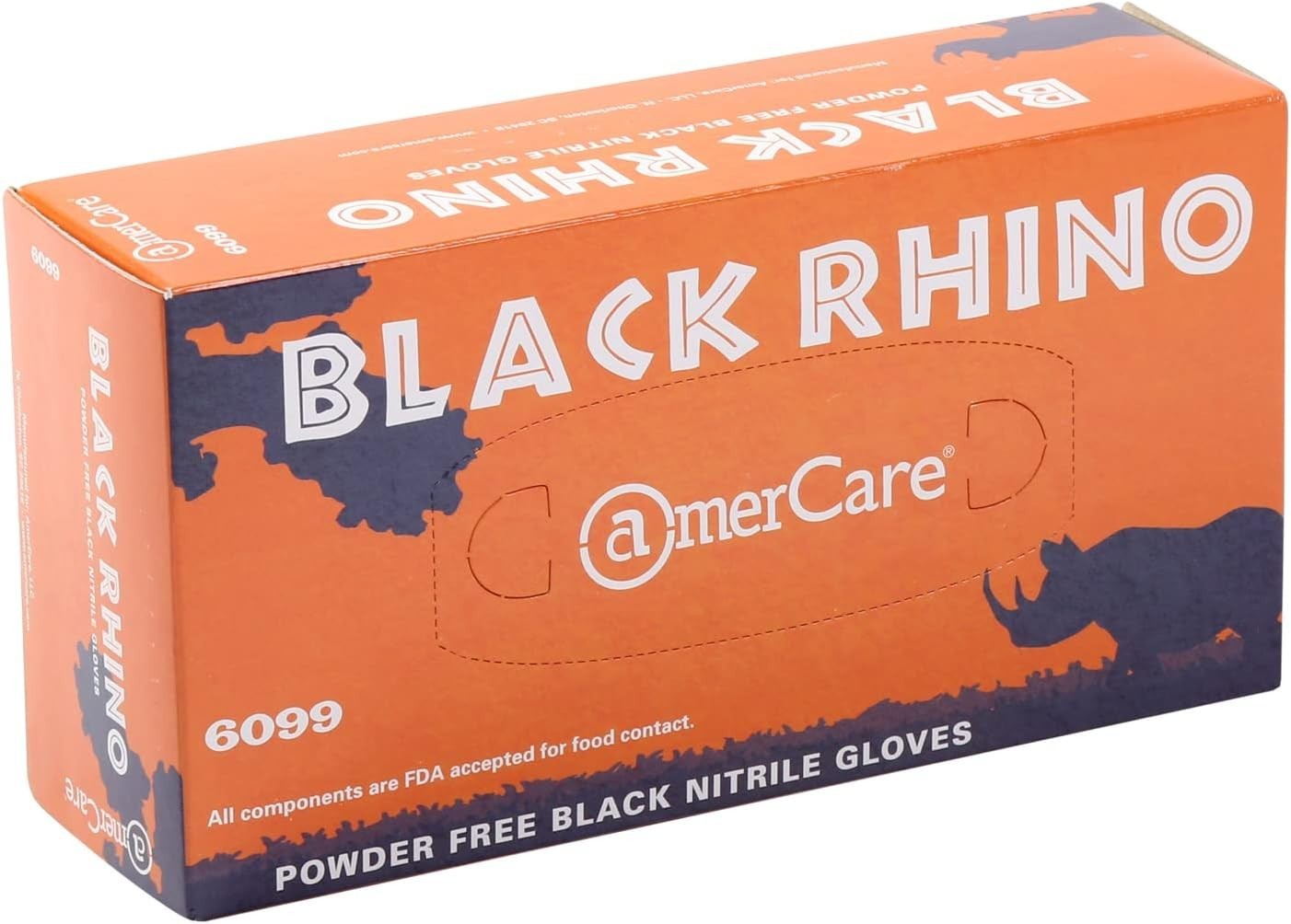 AmerCare Black Rhino Powder Free Food Safe Nitrile Gloves, 100 Pack Large AmerCare Black Rhino Powder Free Food Safe Nitrile Gloves, 100 Pack Large