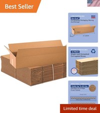Versatile 10-Pack 34”L x 10”W x 6”H Shipping Boxes - Ideal for Moving & Packing picture