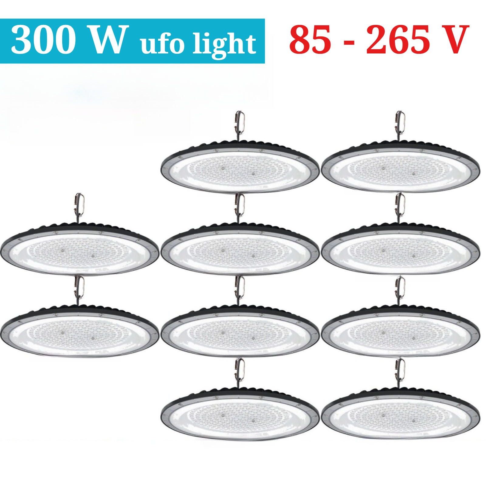 10 Pack 300W UFO Led High Bay Light Industrial Commercial Factory Led Shop Light