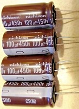 4X 100uF 450V NICHICON Electrolytic Capacitor 17mm X 35mm 105°C picture