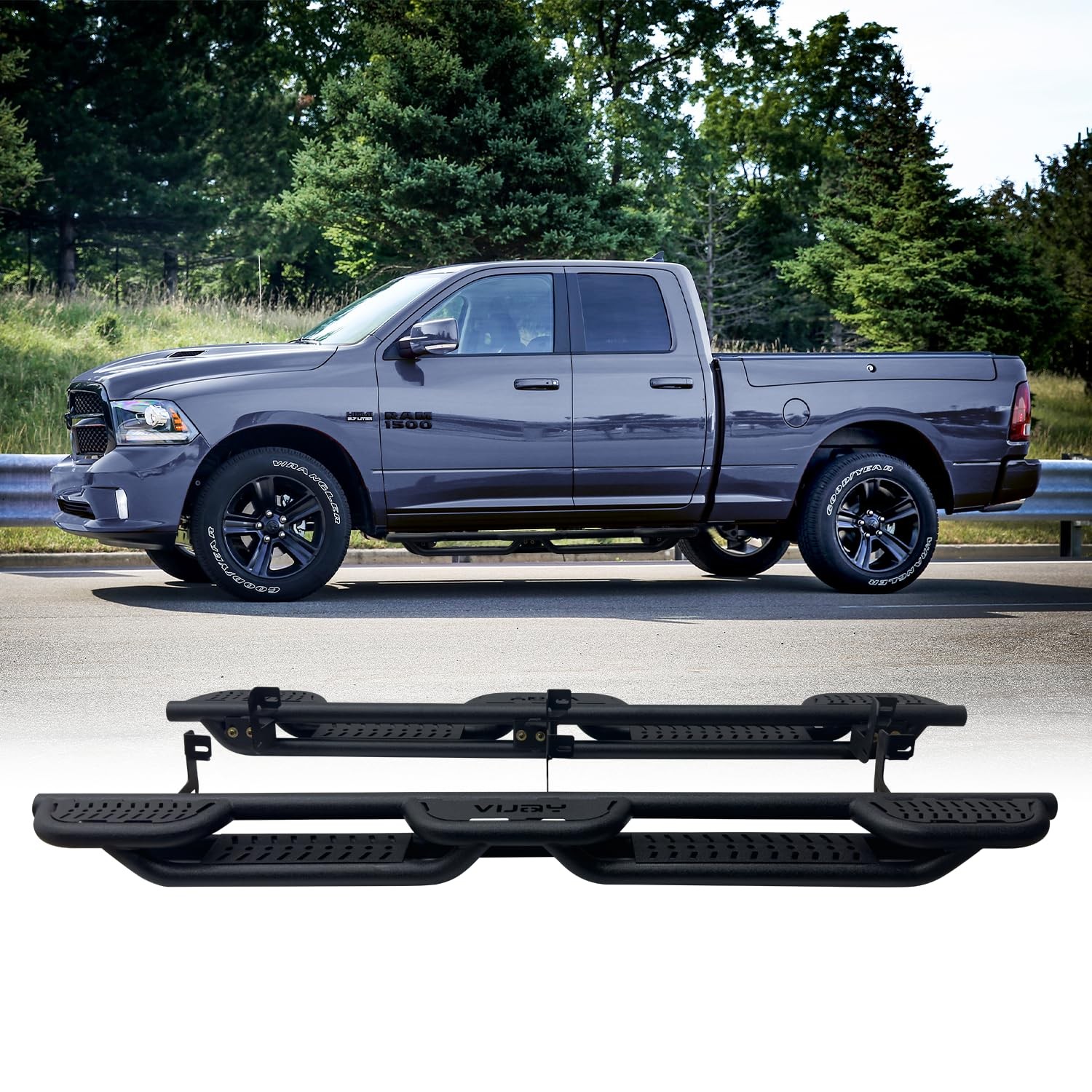 Steel Running Boards Side Steps Black 2010-2024 Dodge Ram 2500/3500 Quad Cab Steel Running Boards Side Steps Black 2010-2024 Dodge Ram 2500/3500 Quad Cab