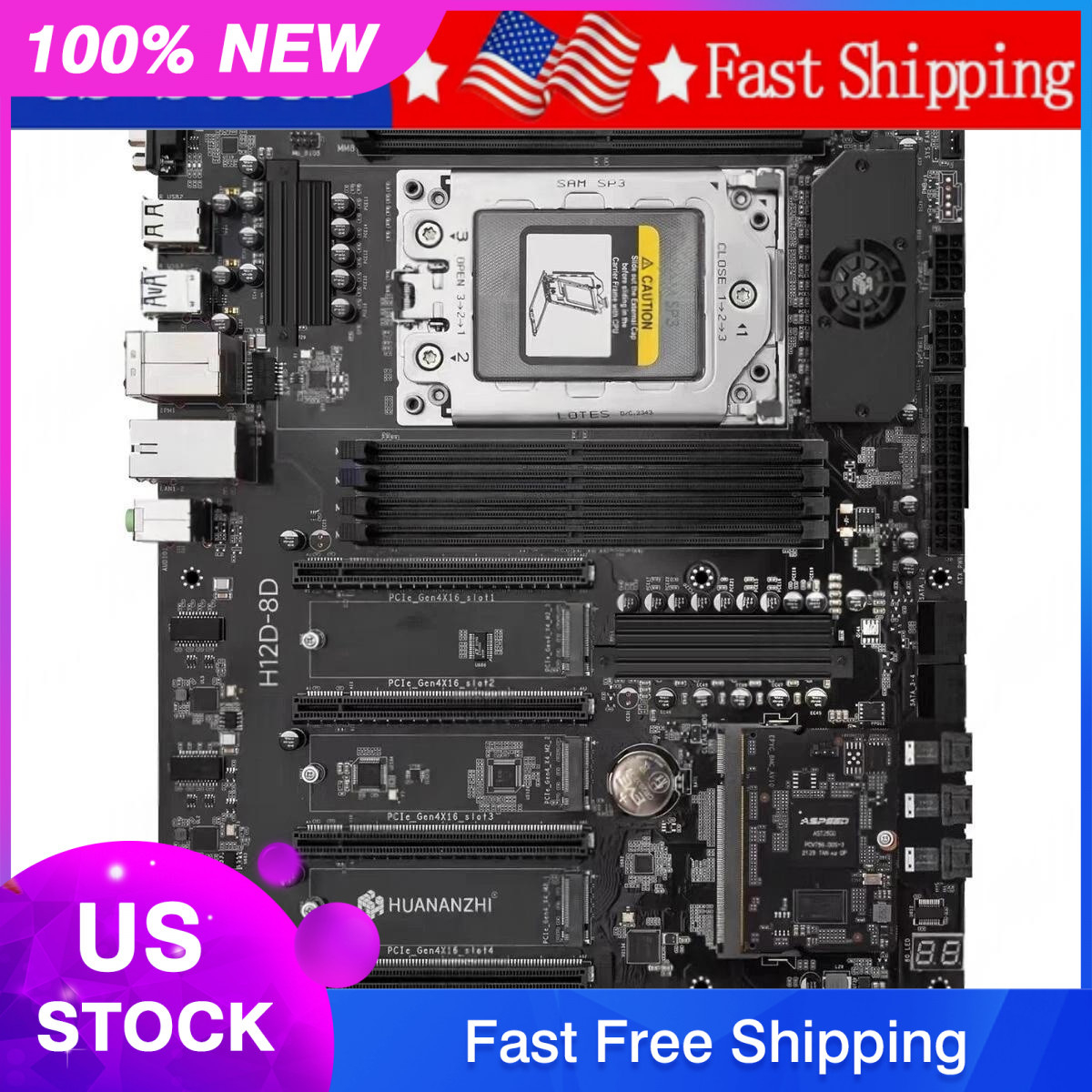 New Huananzhi H12D-8D SP3 Motherboard AMD EPYC 7002 7003 PCIe4.0 3x M.2 BMC IPMI New Huananzhi H12D-8D SP3 Motherboard AMD EPYC 7002 7003 PCIe4.0 3x M.2 BMC IPMI