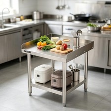 NSF Commercial Stainless Steel Work Table 3-Sided Backsplash Kitchen Prep Table picture
