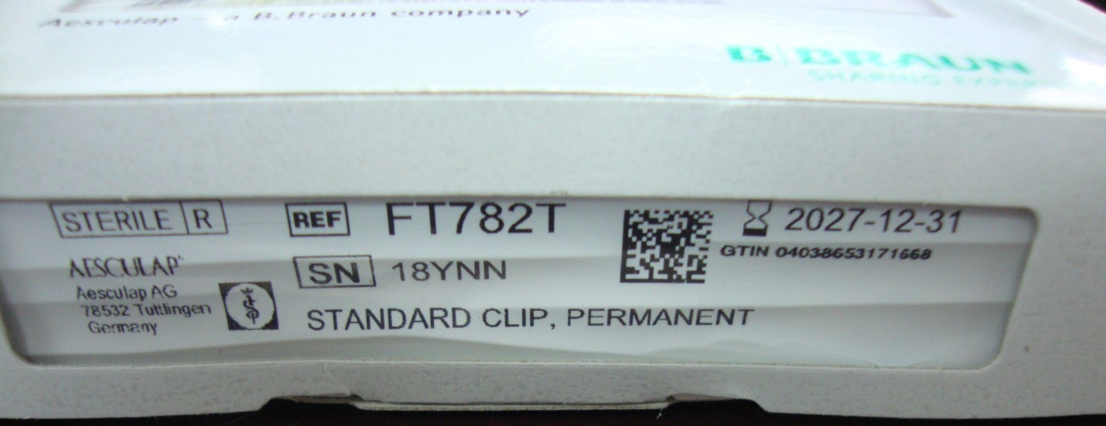 Aesculap Yasargil, Aneurysm Clip, Standard, Permanent, Titanium - FT782T