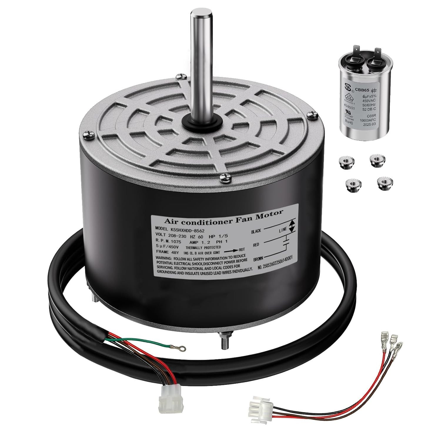 K55HXHDD-8562 Fan Motor 1/5 HP 208/230 Volt Replacement K55HXPSS-7298 K55HXRKR-5