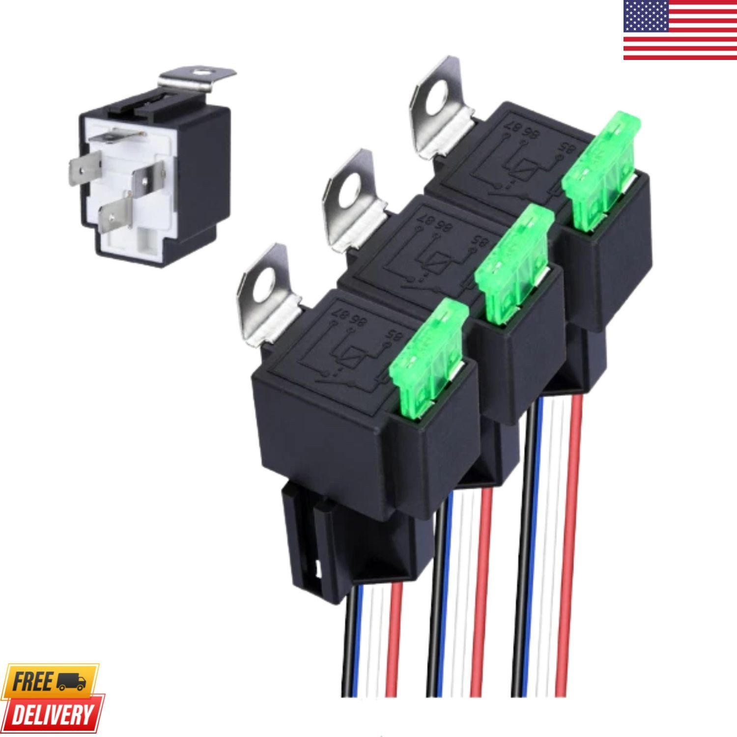 3 PCS 4-Pin 12V Fuse Relay Switch Harness Set, 12V Relay with Harness, 30A SP. 3 PCS 4-Pin 12V Fuse Relay Switch Harness Set, 12V Relay with Harness, 30A SP.