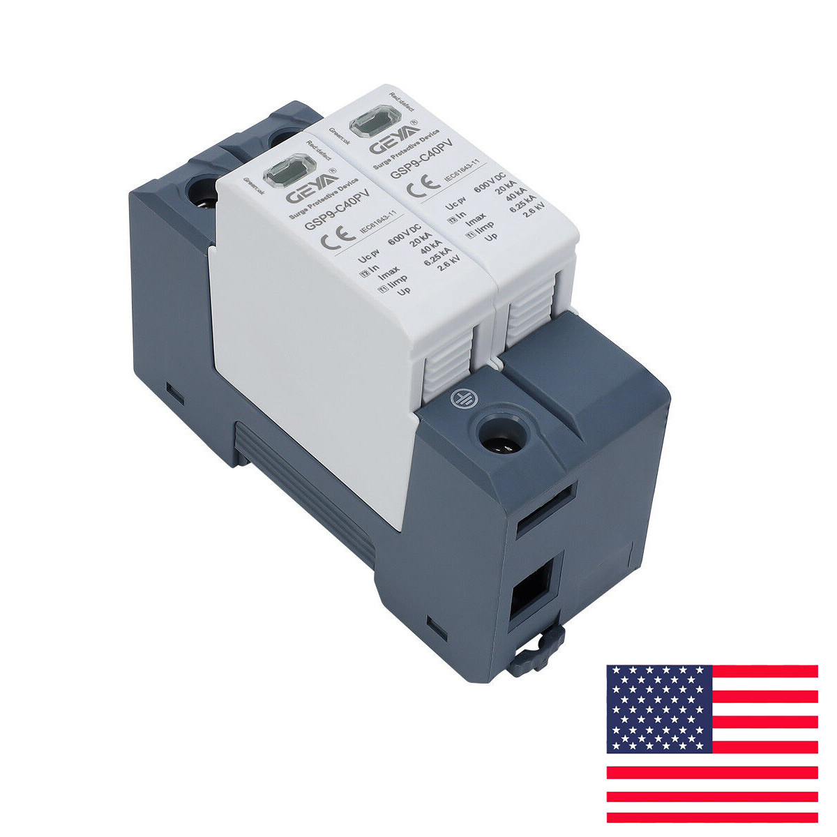 GEYA Solar PV DC SPD 2Pole 600V Surge Protector Lighting Arrester Device 40kA GEYA Solar PV DC SPD 2Pole 600V Surge Protector Lighting Arrester Device 40kA