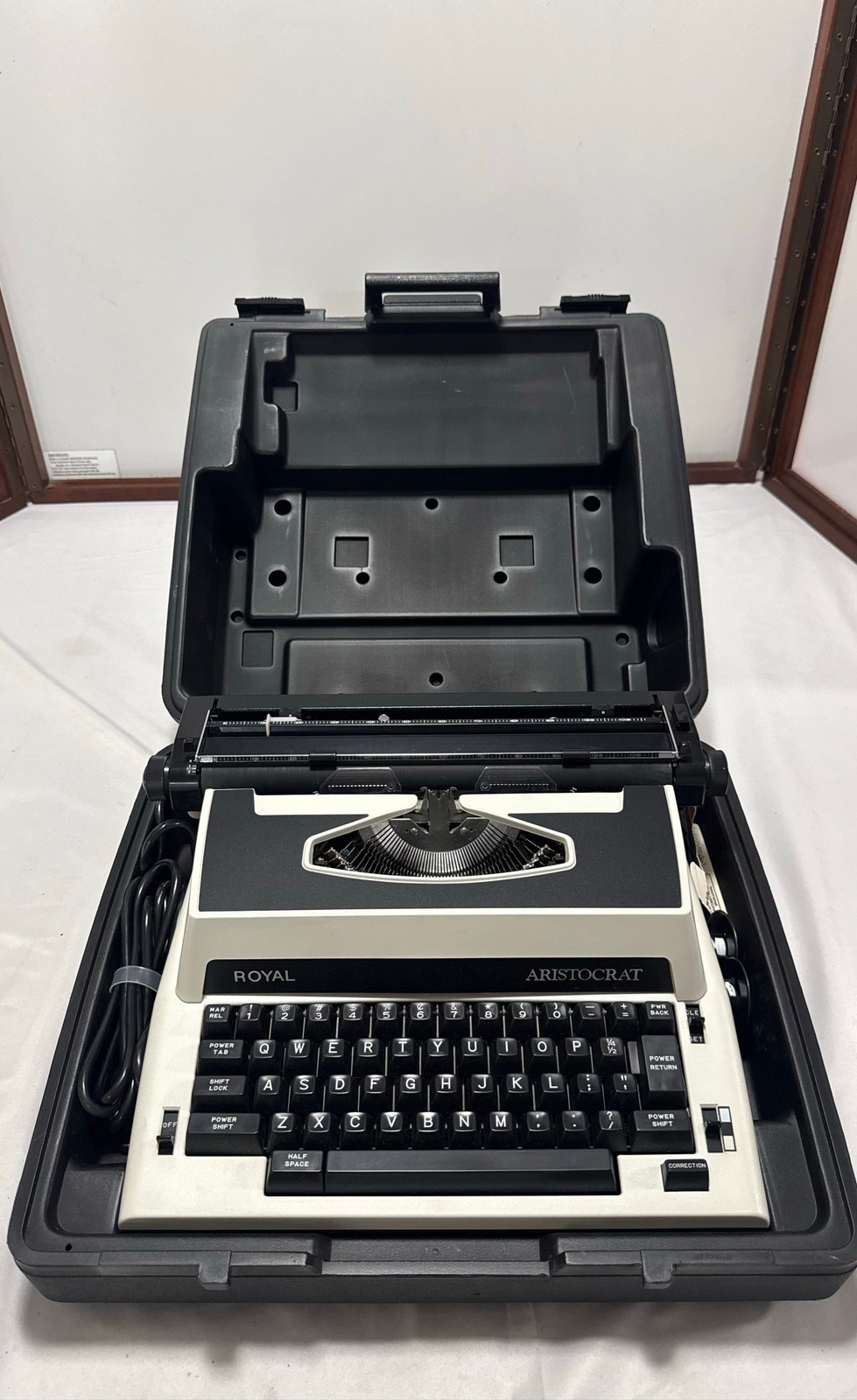 Royal Aristocrat Electric Portable Typewriter Cream Black with Hard Case Cord