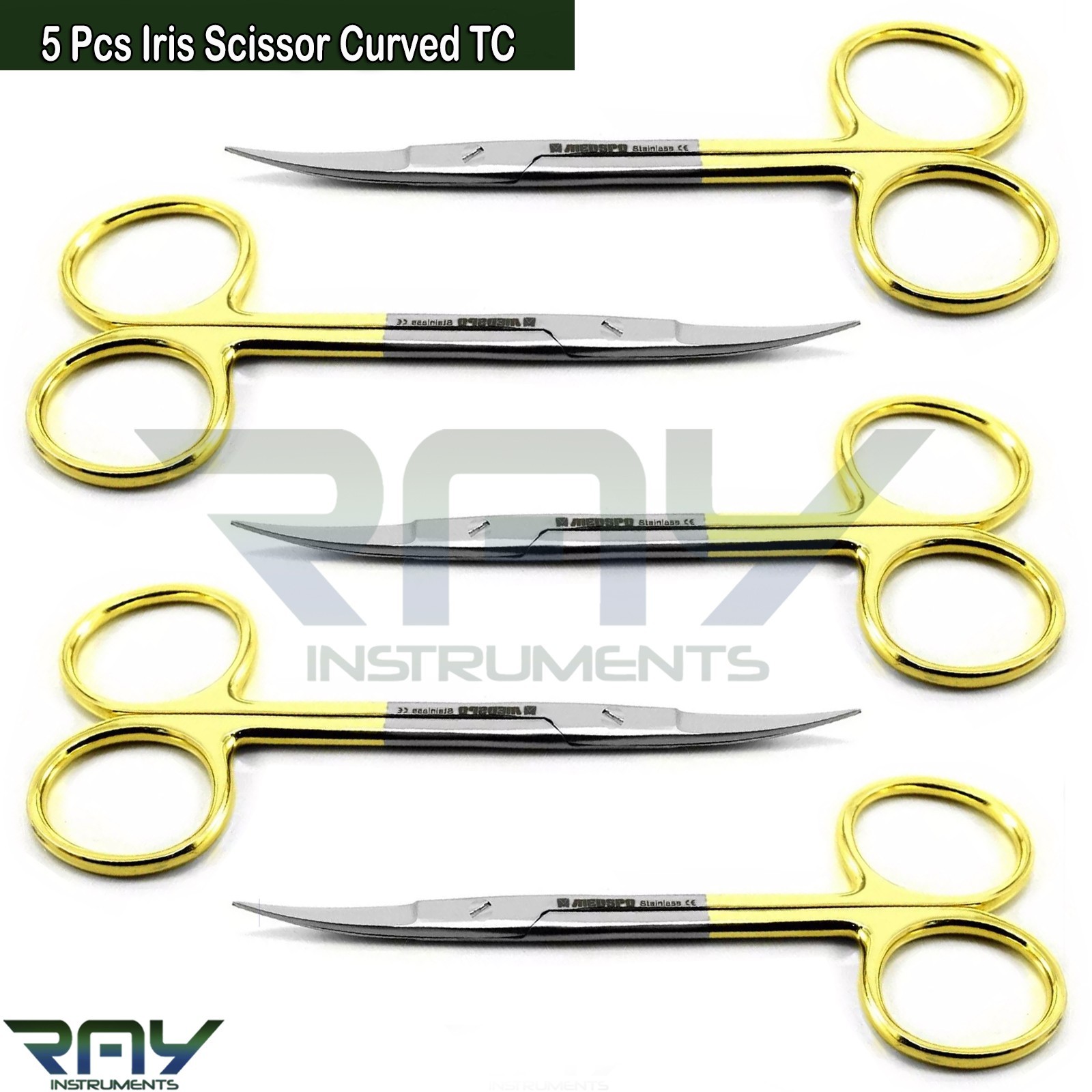 5 Pcs New German Iris Scissors TC 4.5 5 Pcs New German Iris Scissors TC 4.5