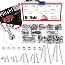 530Pcs #4-40 Machine Screw Assortment Kit, Stainless Steel with Case picture