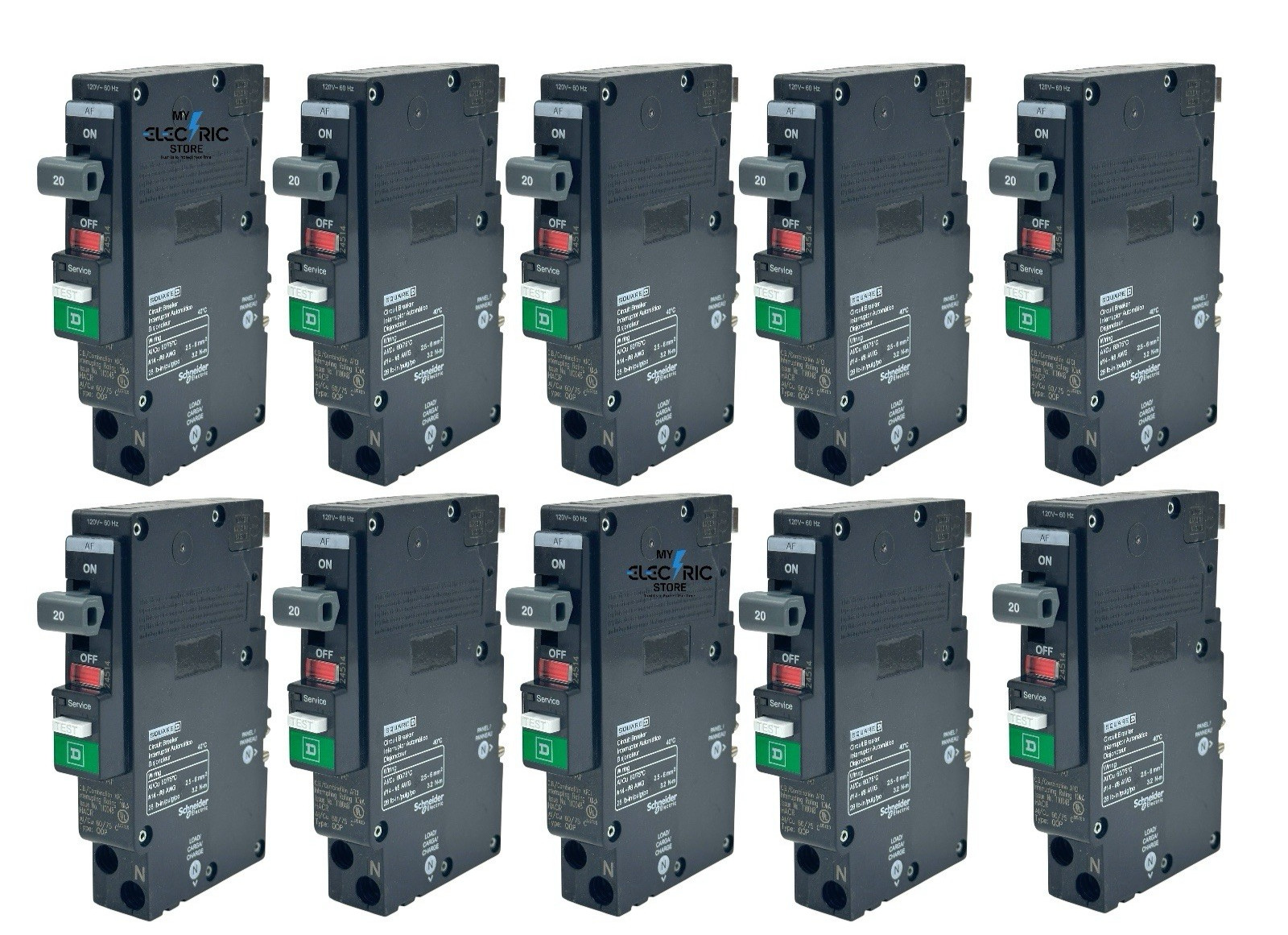 Square D QO120PCAFI QO120PAF 20 Amp 1 Pole AFCI PON Breaker 10 Pack Bulk New OEM Square D QO120PCAFI QO120PAF 20 Amp 1 Pole AFCI PON Breaker 10 Pack Bulk New OEM