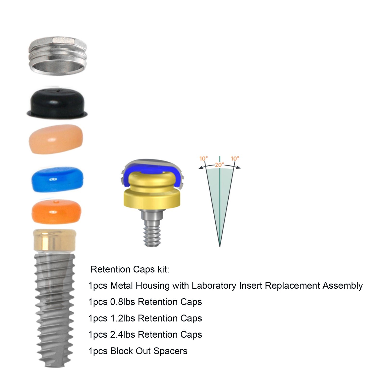 US Dental Overdenture Locator Abutment Implant Retention Cap Standard Inserts US Dental Overdenture Locator Abutment Implant Retention Cap Standard Inserts