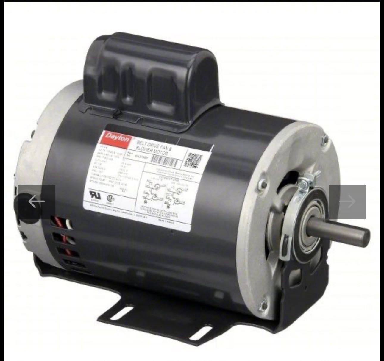 DAYTON Belt Drive Motor: 1 Speed,6k376bf