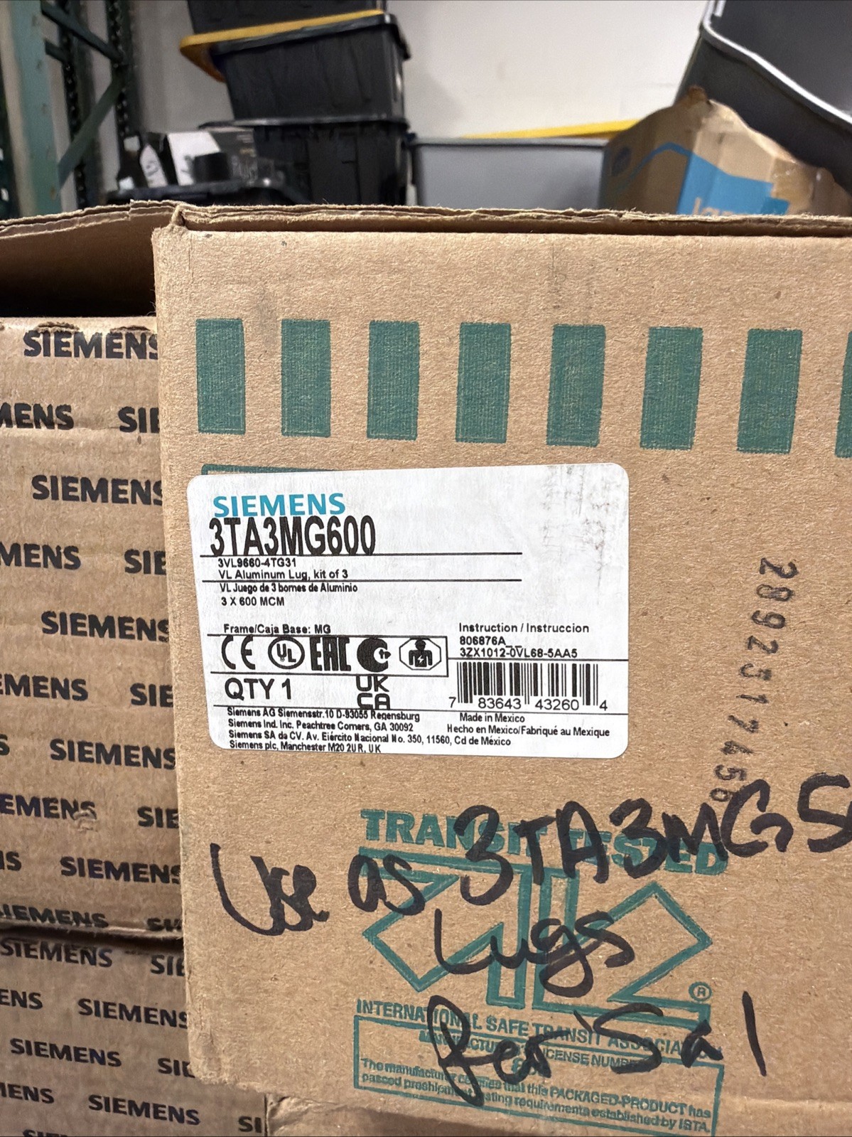 SIEMENS 3TA3MG600 Aluminum Circuit Breaker Lug Kit
