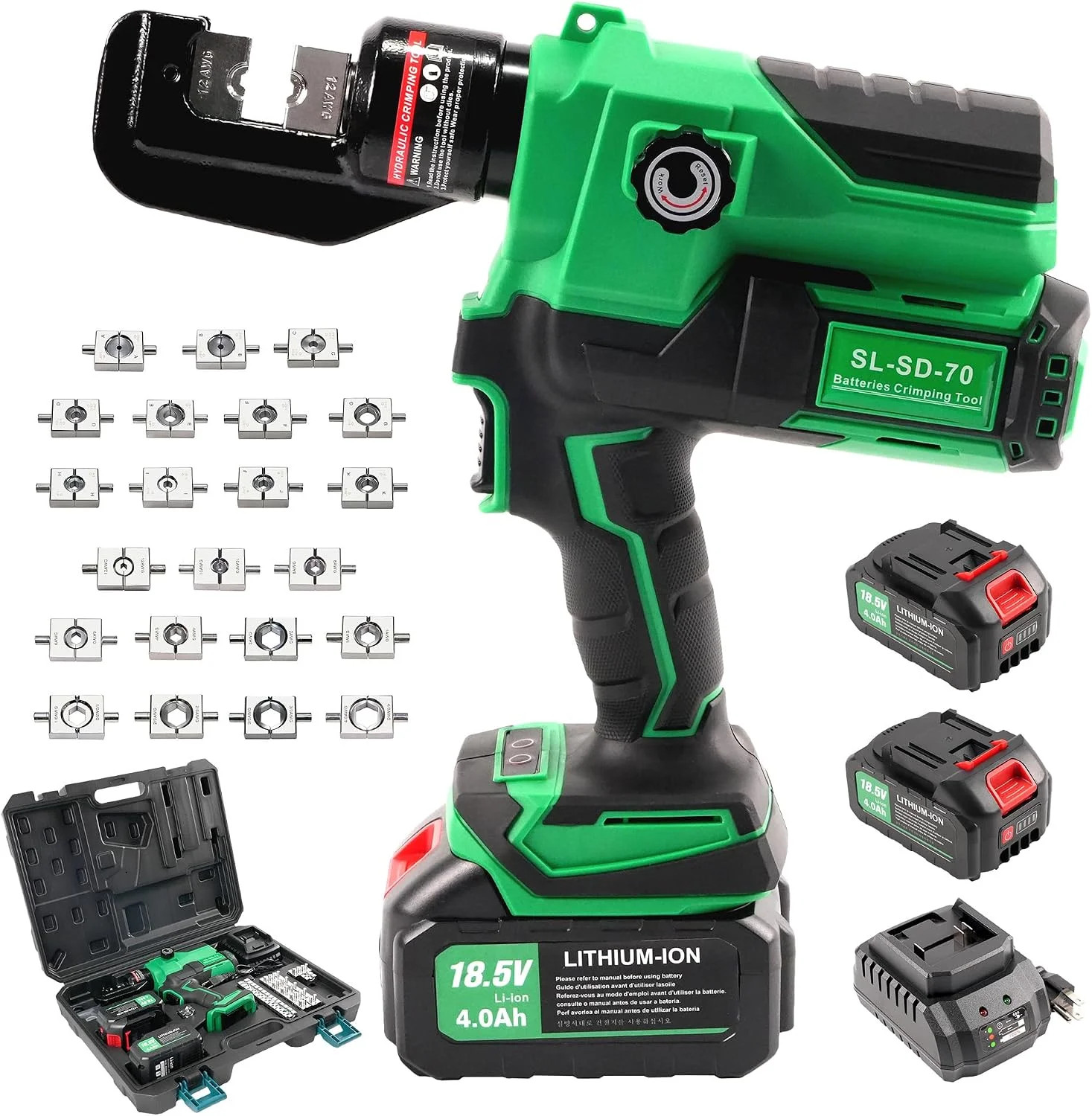 Electric Hydraulic Cable Lug Crimping Tool Kit, Battery Powered Wire Rope Swagin