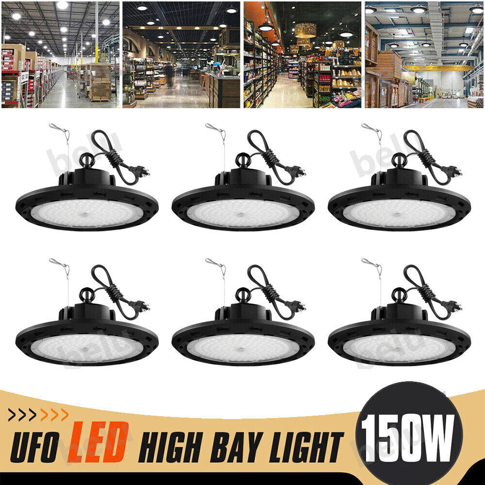 6x LED High Bay Light 150W 1-10V Dimmable Industrial Warehouse Lamp AC100-277V