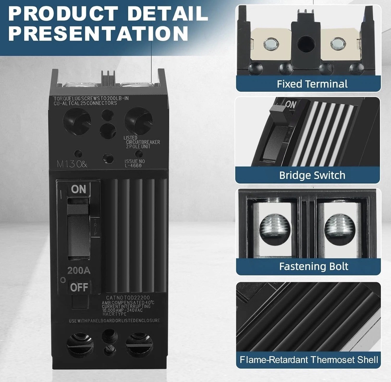 TQD22200 2 Pole 200 Amp Circuit Breaker GE Compatible TQD22200 2 Pole 200 Amp Circuit Breaker GE Compatible
