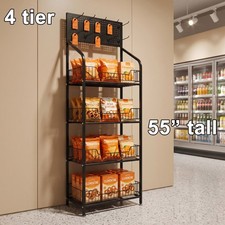 4 Tiers Retail Display Rack Snack Display Organizer Snack Rack Stand with Hooks picture