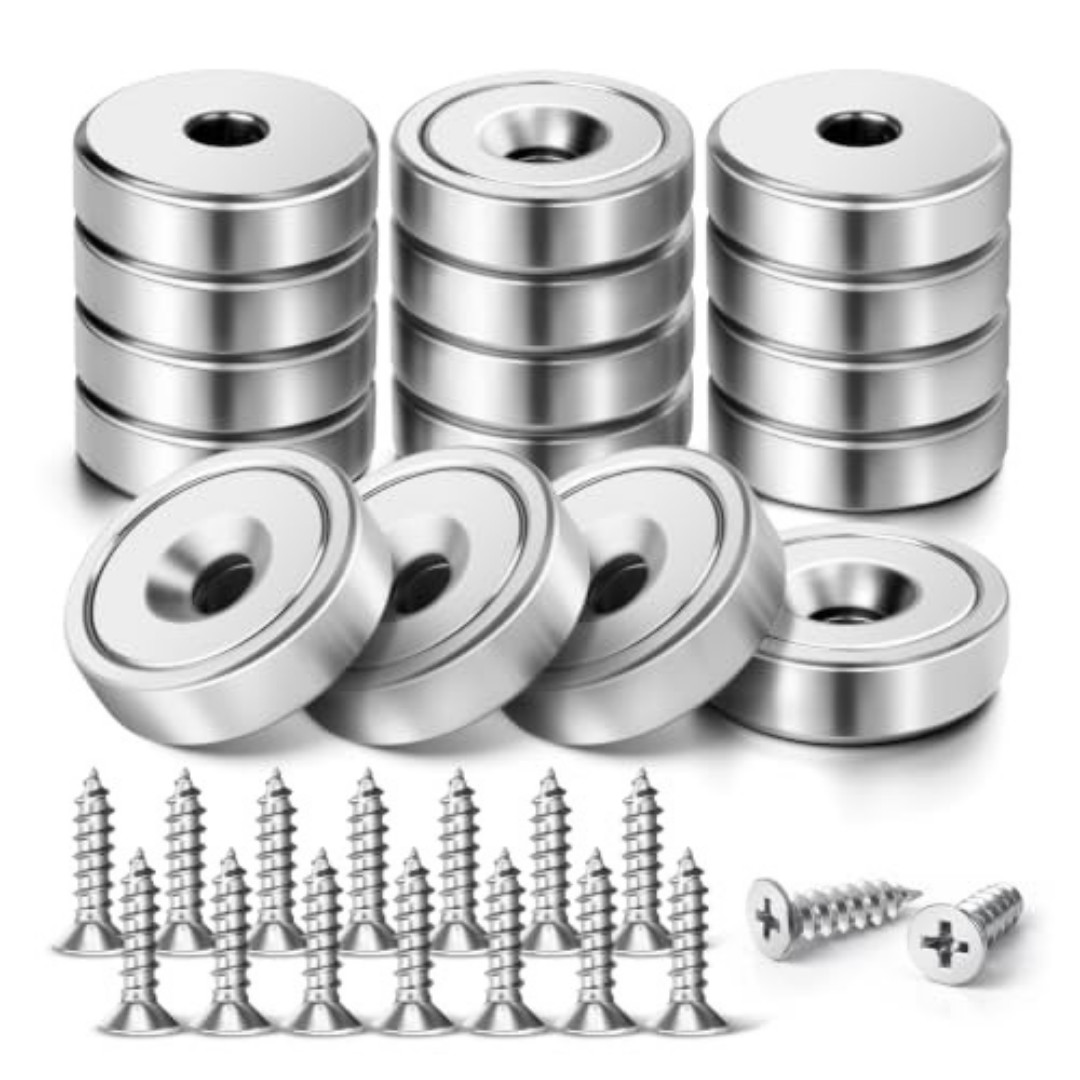 16Pack 40LBS Strong Magnets with Holes, Round Cup Magnets with Screws for Wall M 16Pack 40LBS Strong Magnets with Holes, Round Cup Magnets with Screws for Wall M