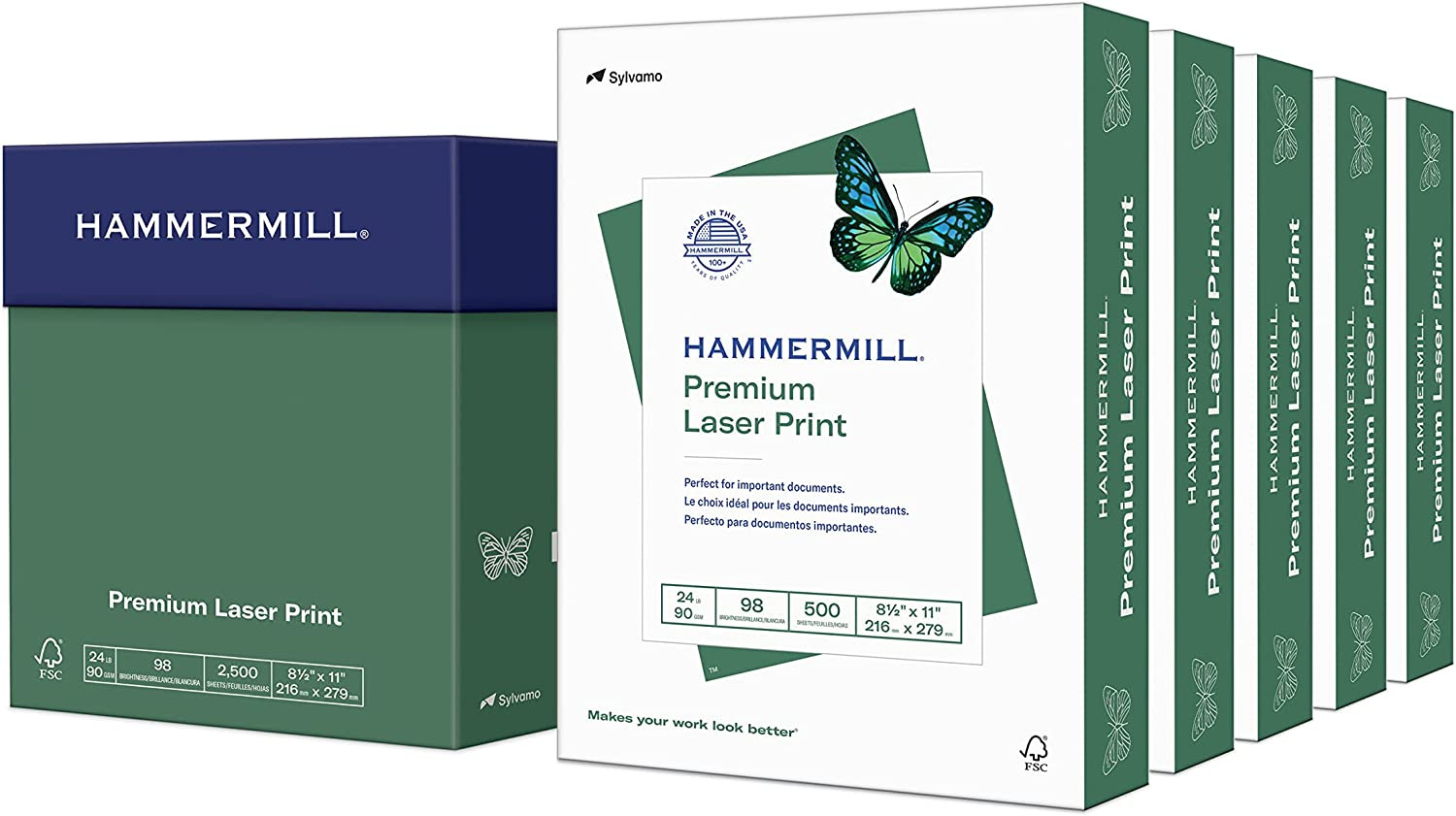 Printer Paper, Premium Laser Print 24 Lb, 8.5 X 11-5 Ream (2,500 Sheets) - 98 Br Printer Paper, Premium Laser Print 24 Lb, 8.5 X 11-5 Ream (2,500 Sheets) - 98 Br