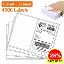 4000 Half Sheet Shipping Labels Page 8.5''x5.5'' Self Adhesive Round 2 Per Sheet picture