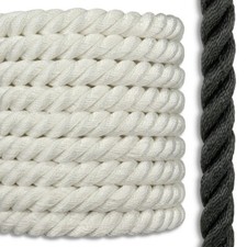 Premium 3 Strand Twisted White Black 100% Nylon Boat Rope Anchor Line Dock picture
