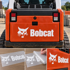 Bobcat Rear Logo Decal White Vinyl Skid Steer Loader Replacement Sticker picture