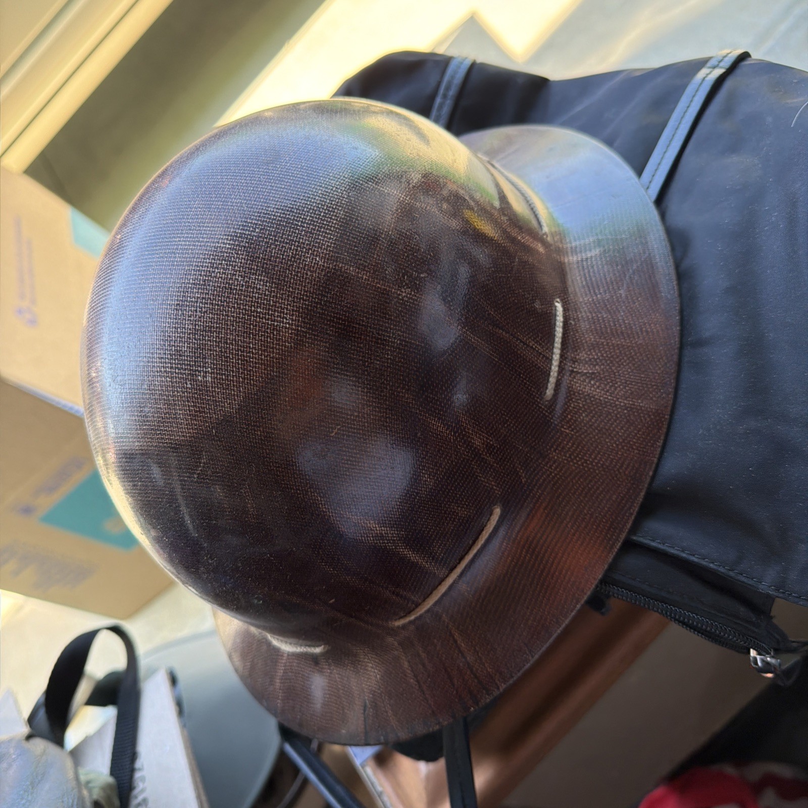 Vintage MSA Skullgard Fiberglass Full Brim Hard Hat Miner Safety Helmet Brown Vintage MSA Skullgard Fiberglass Full Brim Hard Hat Miner Safety Helmet Brown