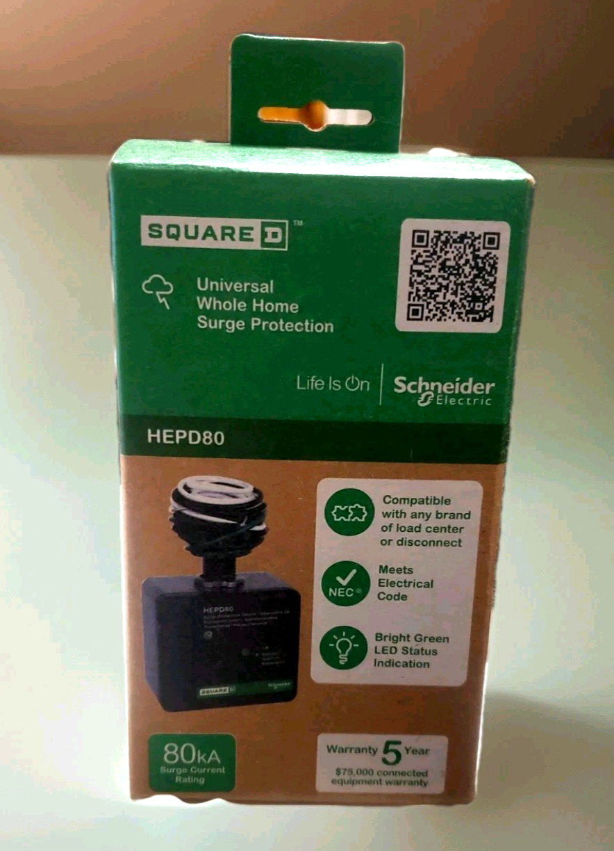 Schneider Electric - SquareD Universal Whole Home Surge Protection (HEPD80) 80kA Schneider Electric - SquareD Universal Whole Home Surge Protection (HEPD80) 80kA