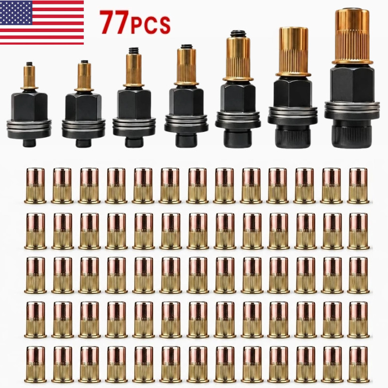 New Rivet Nut Mandrel Set M3-M12, 77PCS Carbon Steel Rivnut Kit New Rivet Nut Mandrel Set M3-M12, 77PCS Carbon Steel Rivnut Kit