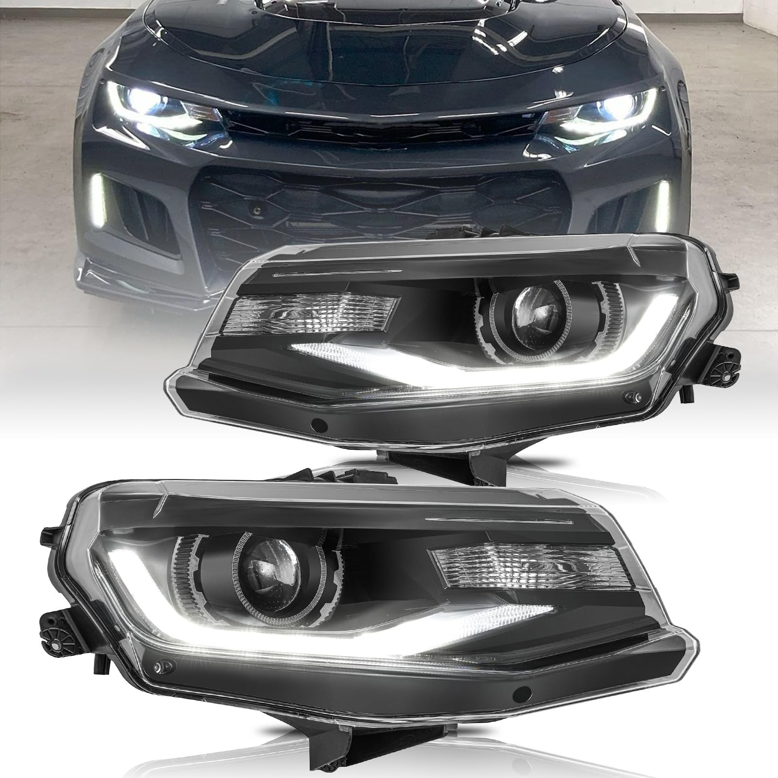 2016-2022 Chevy Camaro Headlight Assembly w/LED DRL OE Style Pair 2016-2022 Chevy Camaro Headlight Assembly w/LED DRL OE Style Pair