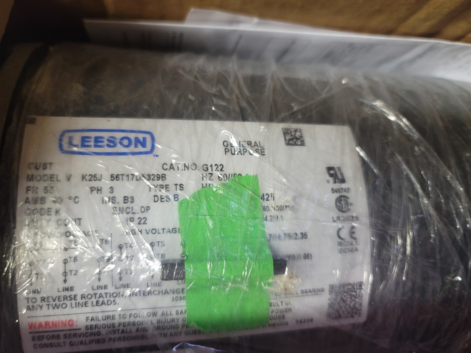 NEW Leeson 056T17D5329 Condenser Fan Motor 1-1/2 HP 56 Frame 3-Phase NEW Leeson 056T17D5329 Condenser Fan Motor 1-1/2 HP 56 Frame 3-Phase