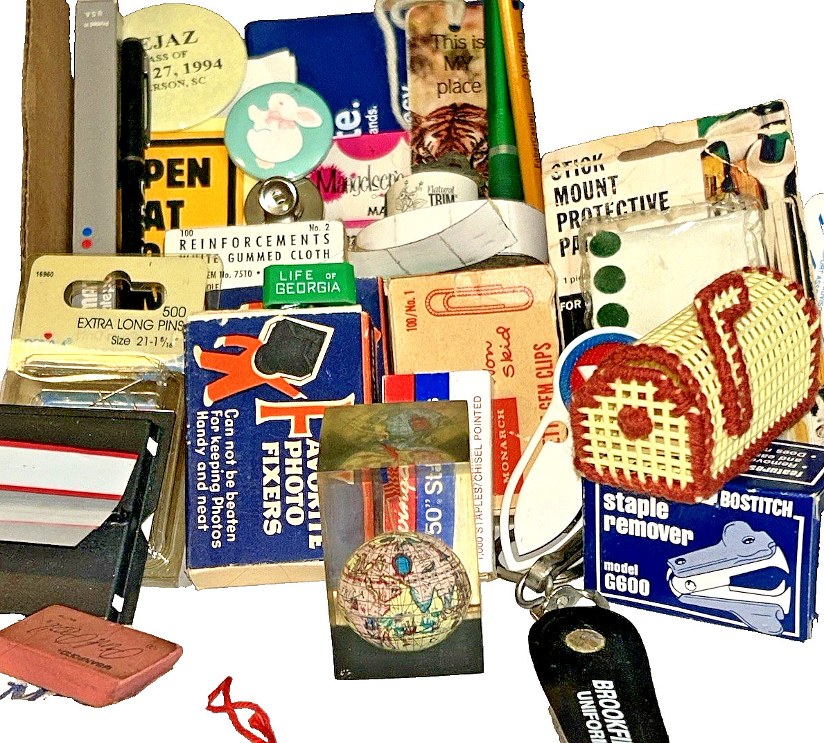 Vintage Junk Drawer Lot •Office Supplies•Lucite Globe•Chromatic•USPS•30+ Pcs Vintage Junk Drawer Lot •Office Supplies•Lucite Globe•Chromatic•USPS•30+ Pcs