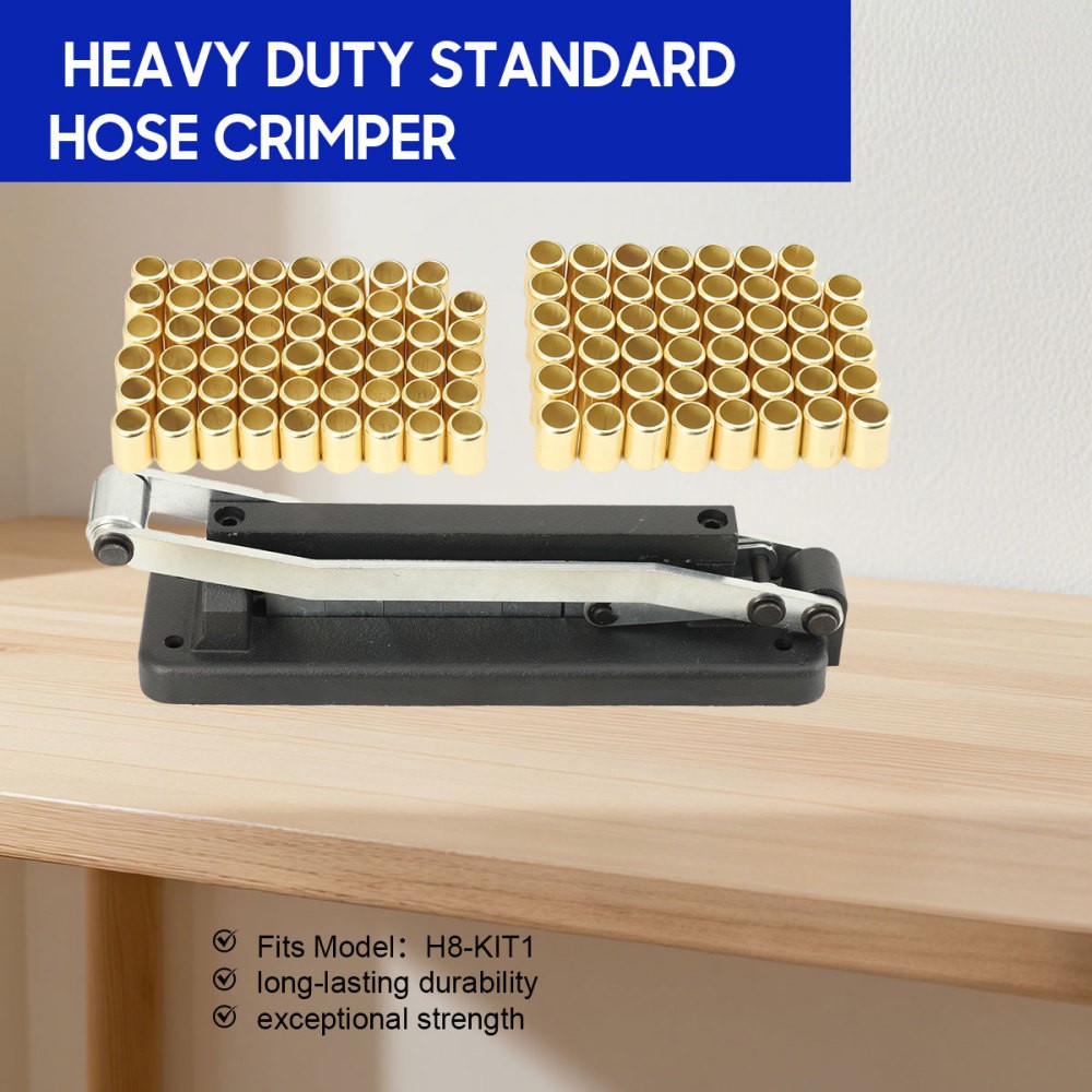 Heavy Duty Hose Crimper H8-KIT with 5 Dies 100 Ferrules for 1/4-3/8 Hoses New Heavy Duty Hose Crimper H8-KIT with 5 Dies 100 Ferrules for 1/4-3/8 Hoses New