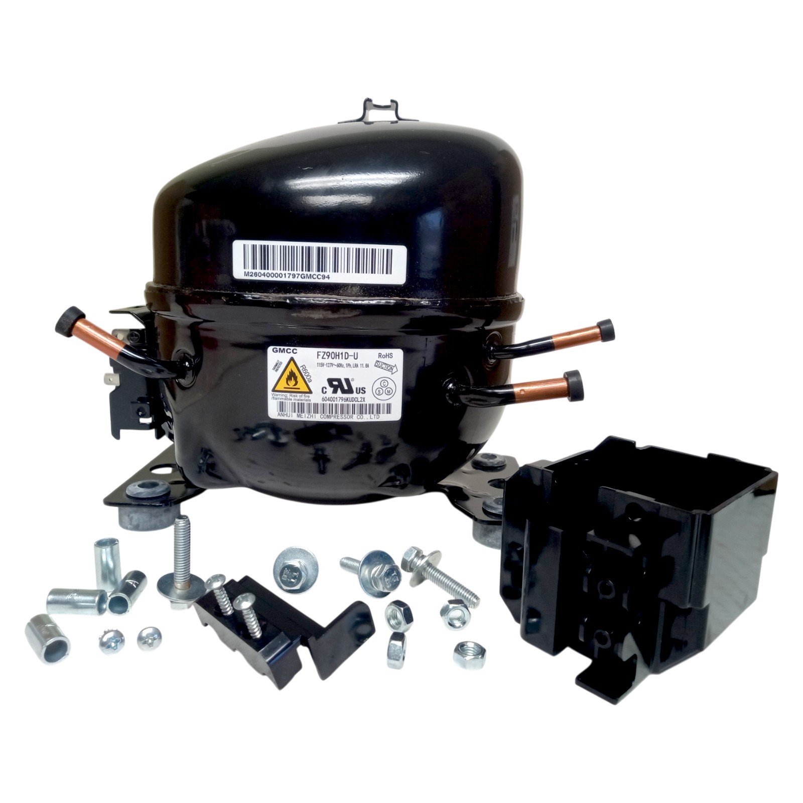 GMCC FZ90H1D-U Refrigerator Compressor 1/4 HP 659 BTU 115V R600a GMCC FZ90H1D-U Refrigerator Compressor 1/4 HP 659 BTU 115V R600a