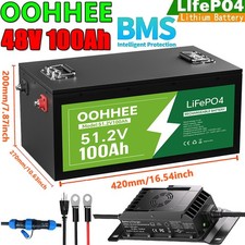 NEW 100Ah 48V LiFePO4 Lithium Battery 5120Wh Built-in BMS With 58.4V 20A Charger picture