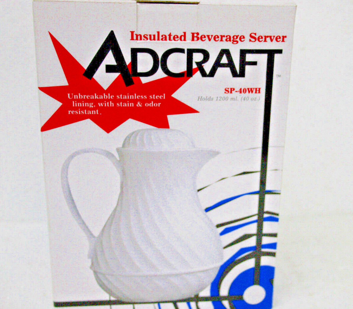 Adcraft Beverage Server  Insulated Stainless Steel Lining SP-40WH (White)