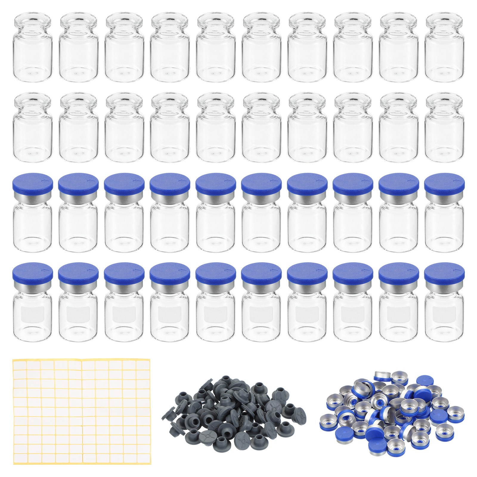 100pcs 5ml Sample Vials Lab Empty Vials with Rubber Stopper Caps Labels Clear 100pcs 5ml Sample Vials Lab Empty Vials with Rubber Stopper Caps Labels Clear
