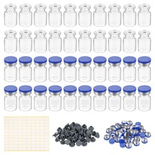 100pcs 5ml Sample Vials Lab Empty Vials with Rubber Stopper Caps Labels Clear picture