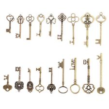 9x (Set of 18 Antique Vintage Old Look Bronze Skeleton Key Heart Bow Lo3771 picture