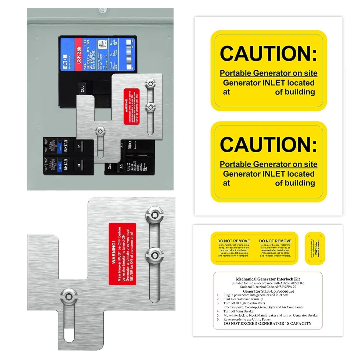 Eaton Cutler Hammer BR Series Generator Interlock Kit for 150/200 Amp Panels Eaton Cutler Hammer BR Series Generator Interlock Kit for 150/200 Amp Panels