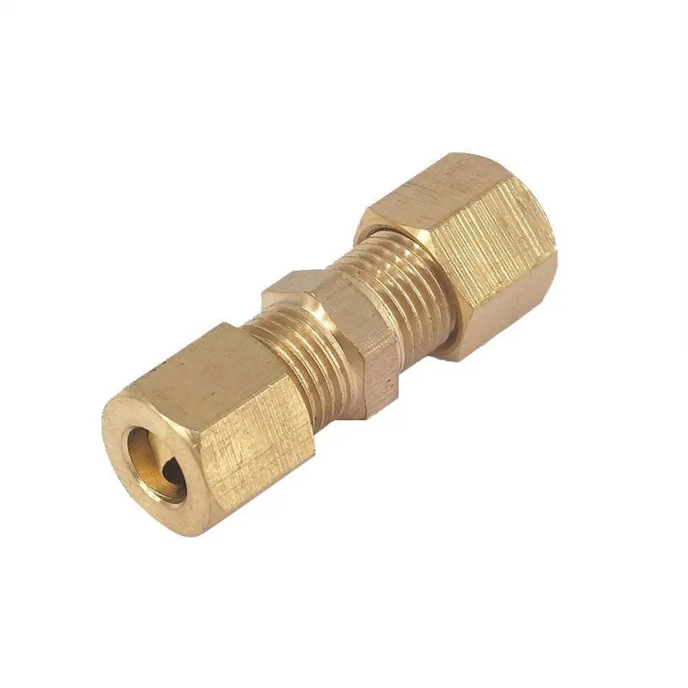 10PCS Straight Brass Brake Line Compression Fitting Unions For OD Tubing 3/16