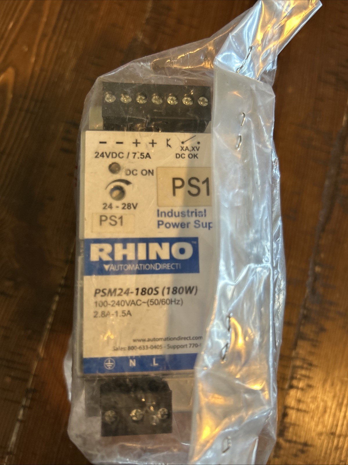 RHINO PSM24-180S 100-240VAC 2.8-1.5A NSMP, New No Box 180w 24-28vdc Power Supply RHINO PSM24-180S 100-240VAC 2.8-1.5A NSMP, New No Box 180w 24-28vdc Power Supply