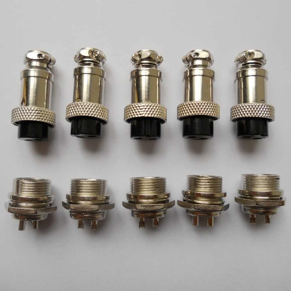 5pcs Aviation Plug Male Female Wire Panel Metal Connector 16mm 2 pin GX16-2 M61 5pcs Aviation Plug Male Female Wire Panel Metal Connector 16mm 2 pin GX16-2 M61