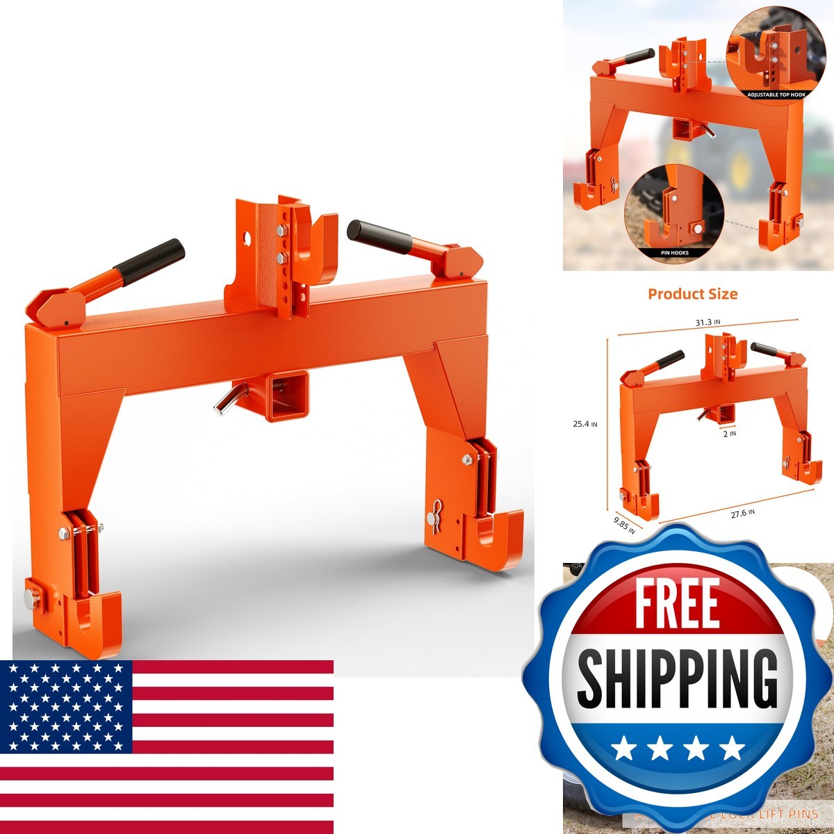 Hipicute 3 Point Quick Hitch Category 1 And 2 Tractors3000 LBS Lifting Capacity Hipicute 3 Point Quick Hitch Category 1 And 2 Tractors3000 LBS Lifting Capacity