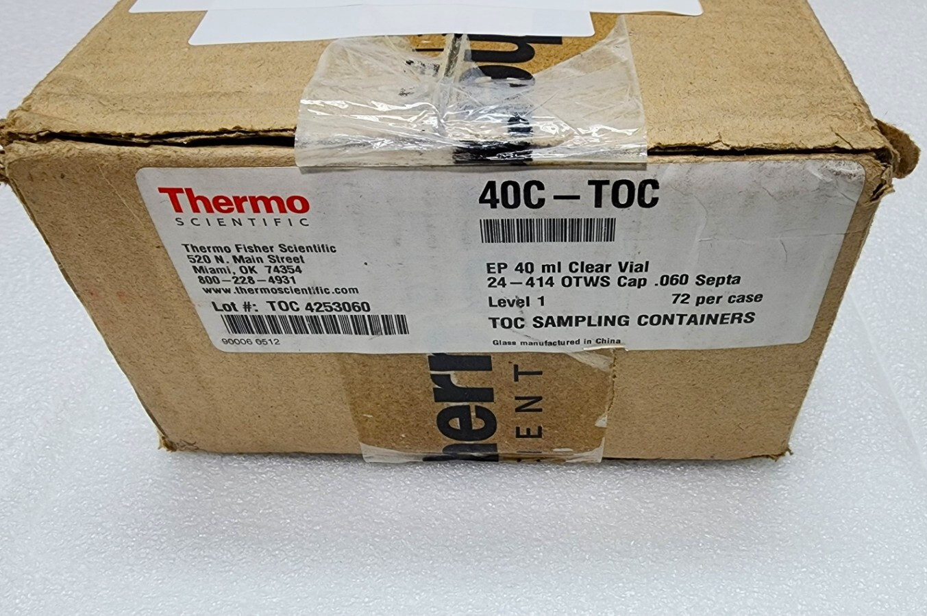 Thermo Scientific 40C-TOC Clear glass vial, Certified 40 mL