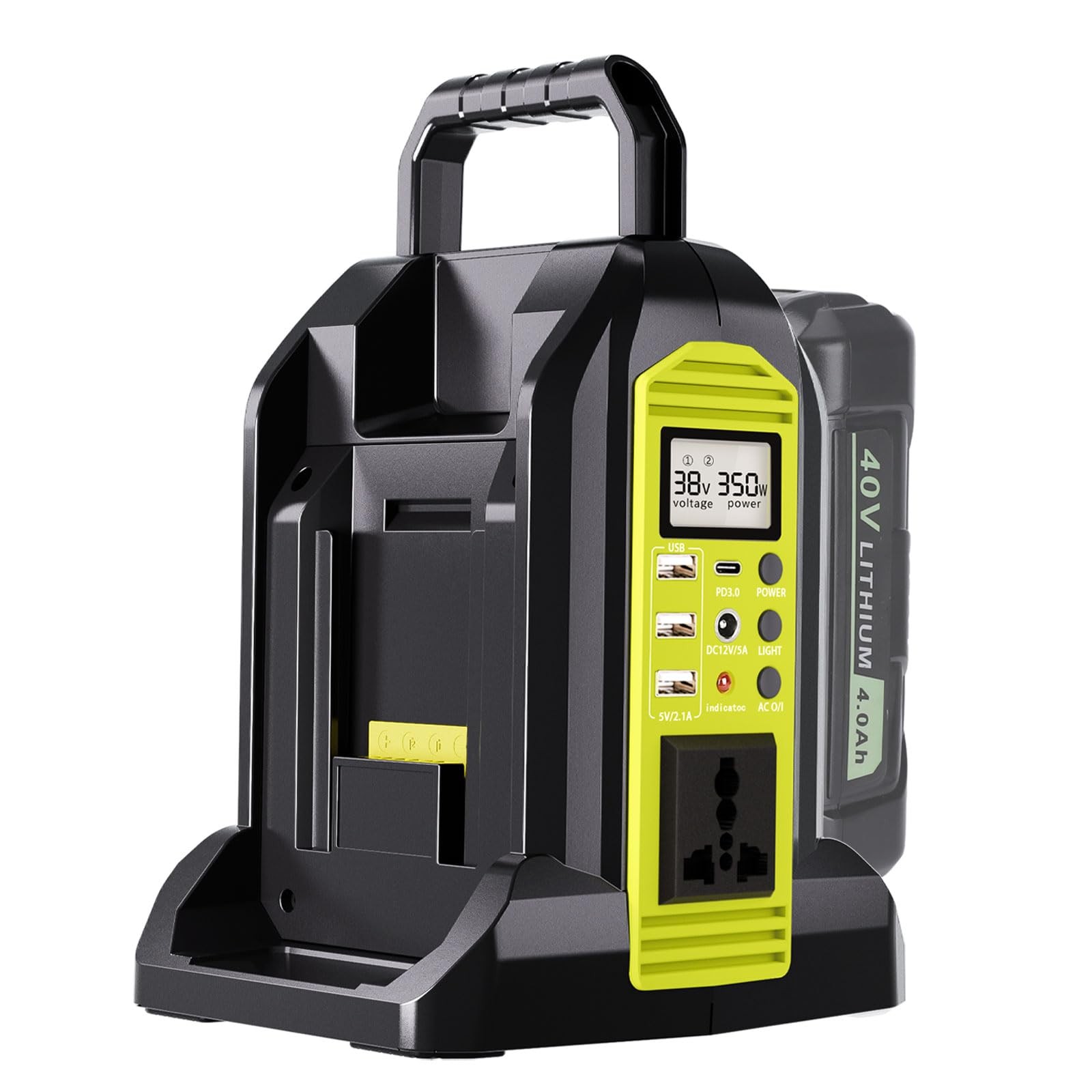 Hiesuan Power Inverter for Ryobi 40V, 350W DC 40V to AC 120V, 6 Ports, LCD Hiesuan Power Inverter for Ryobi 40V, 350W DC 40V to AC 120V, 6 Ports, LCD
